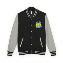 Load image into Gallery viewer, High Five Letterman Jacket — Retro Varsity Bomber with Palm Logo