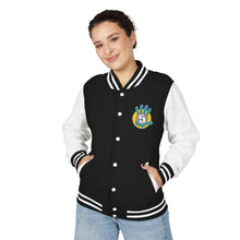 Load image into Gallery viewer, High Five Letterman Jacket — Retro Varsity Bomber with Palm Logo