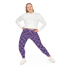 Load image into Gallery viewer, Purple Handprint Plus Size Leggings — All-Over Print Comfortable Stretch