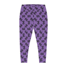 Load image into Gallery viewer, Purple Handprint Plus Size Leggings — All-Over Print Comfortable Stretch