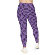 Load image into Gallery viewer, Purple Handprint Plus Size Leggings — All-Over Print Comfortable Stretch