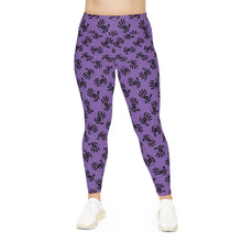 Load image into Gallery viewer, Purple Handprint Plus Size Leggings — All-Over Print Comfortable Stretch
