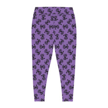 Load image into Gallery viewer, Purple Handprint Plus Size Leggings — All-Over Print Comfortable Stretch

