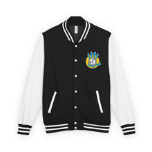 Load image into Gallery viewer, High Five Letterman Jacket — Retro Varsity Bomber with Palm Logo
