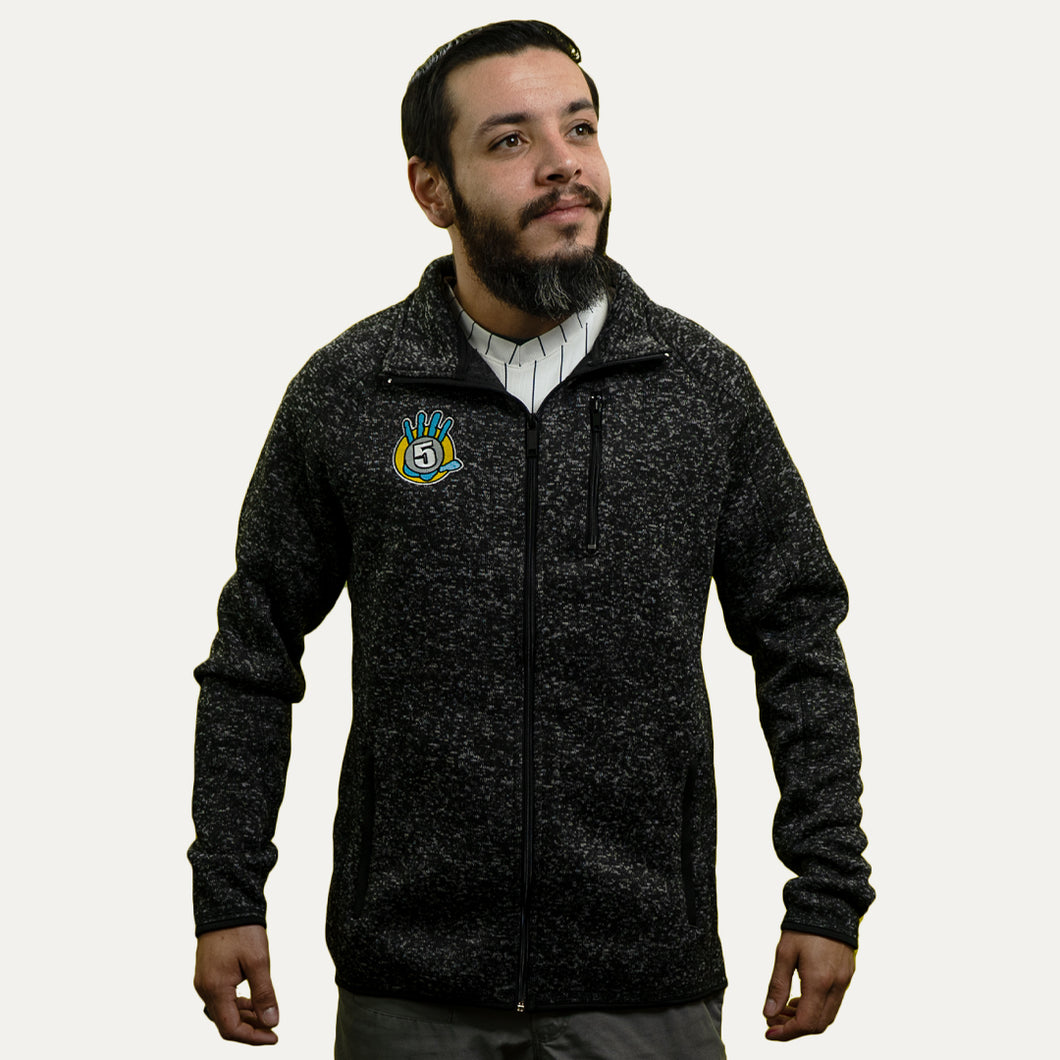 High 5 Black Sweater Knit Zip Up