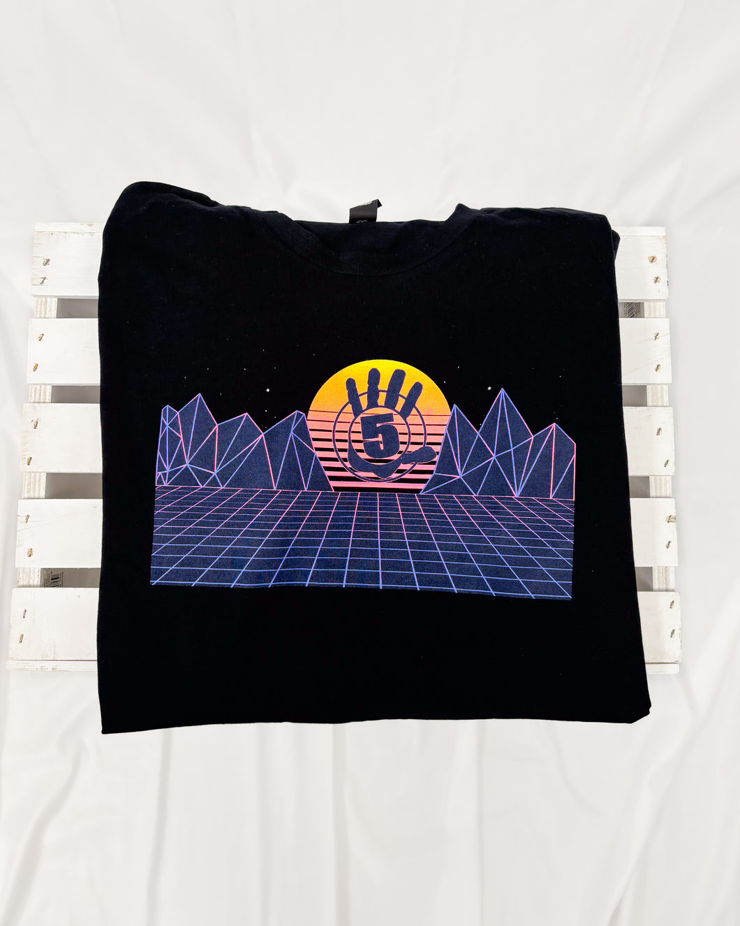 Blue and Orange Mountain View High 5 T-Shirt
