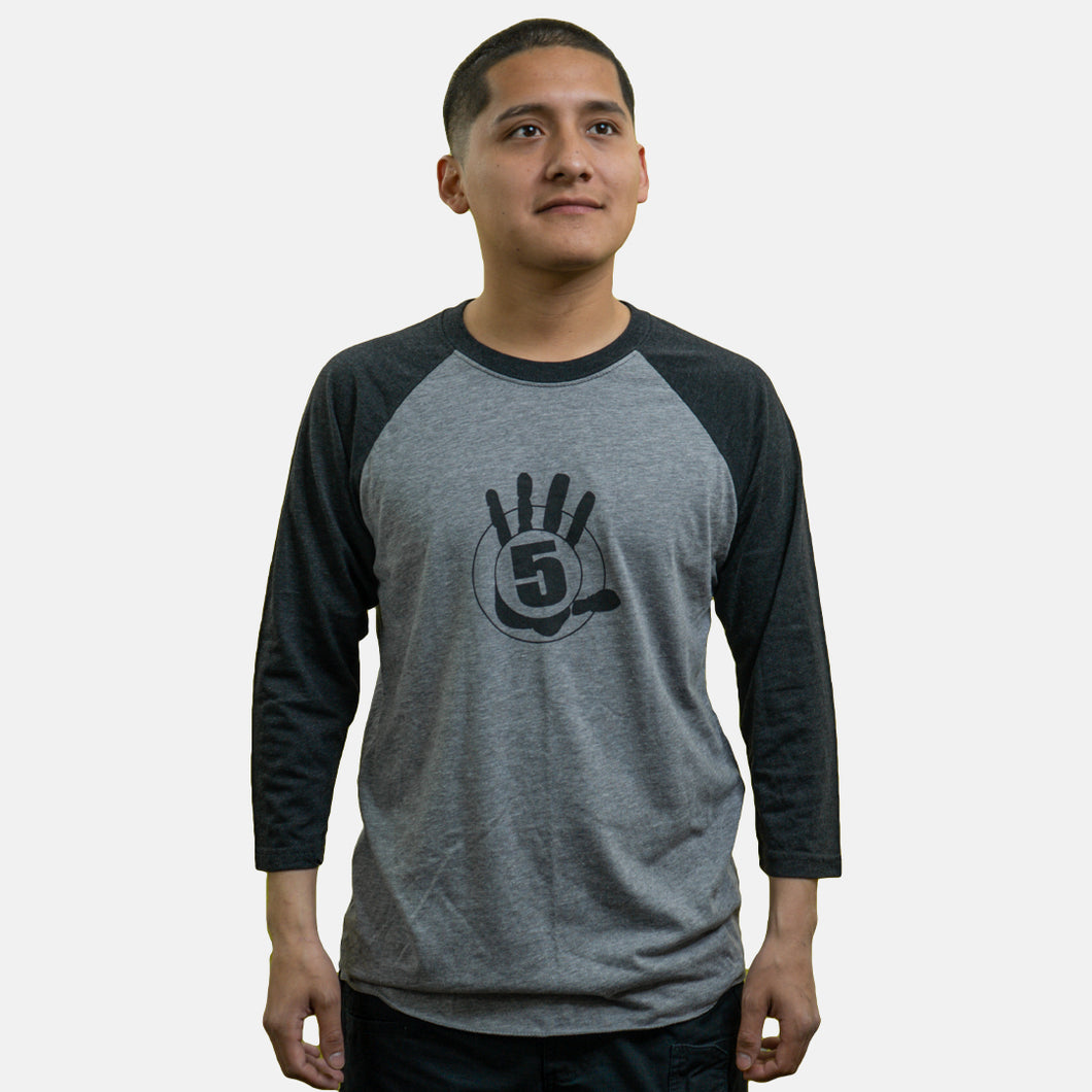 High 5 Baseball Tee - Black + Gray