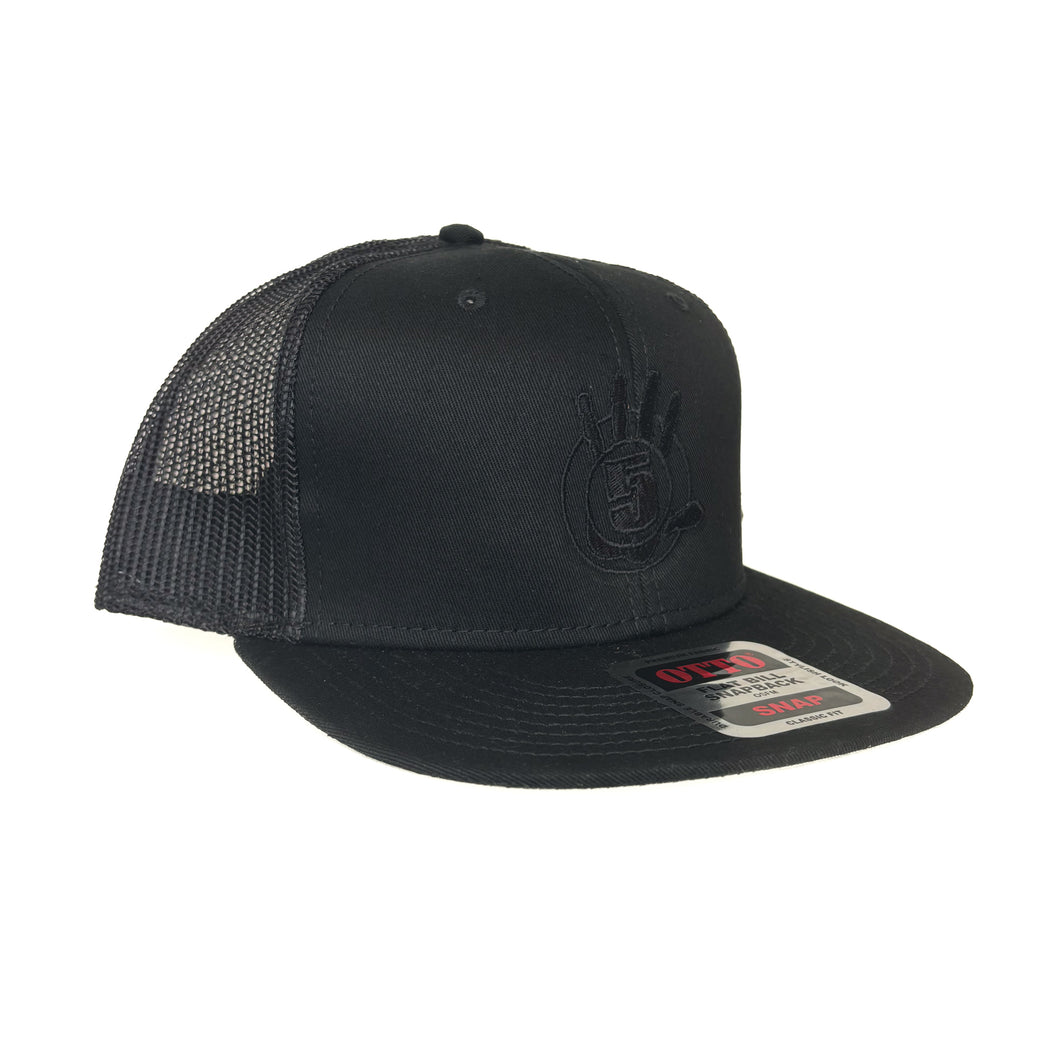 Black with Black Outline Flat Bill