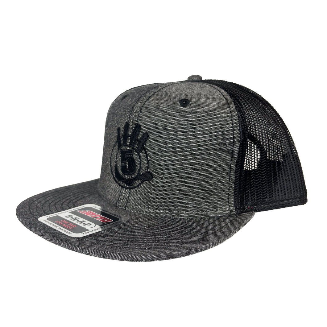 Heather Gray with Black Outline Flat Bill