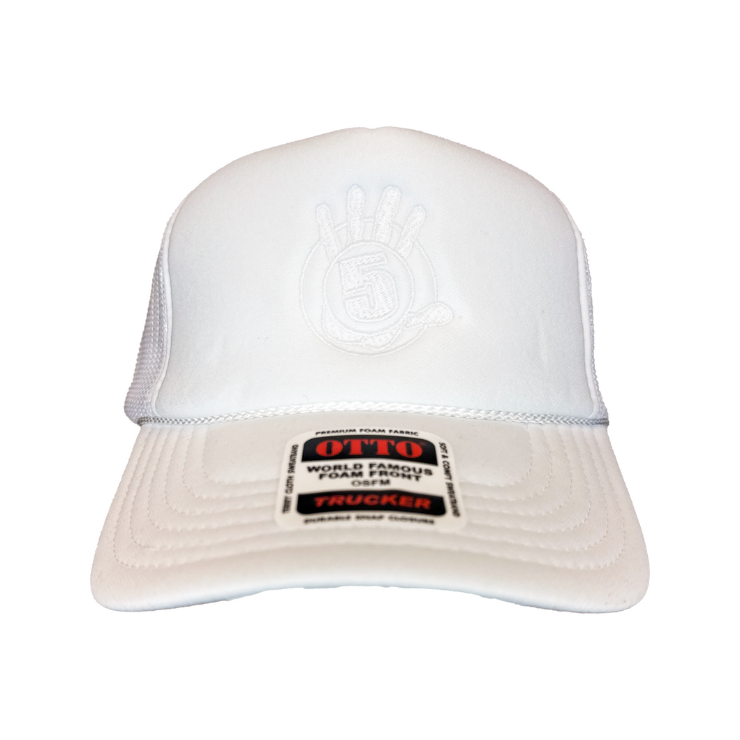White Foam Trucker with White Logo