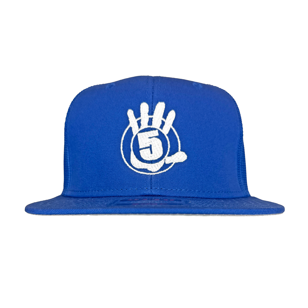 Blue Flat Bill with White Logo