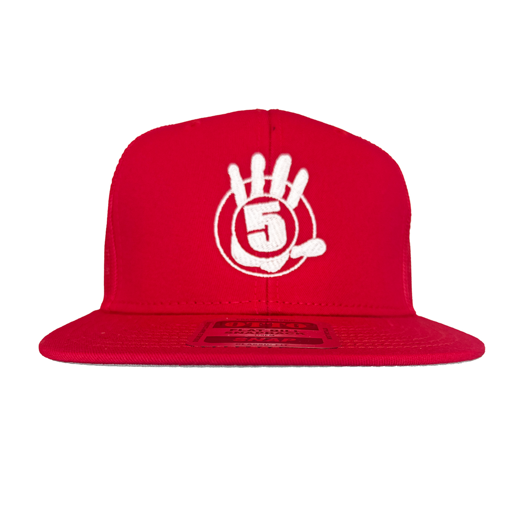 Red Flat Bill with White Logo