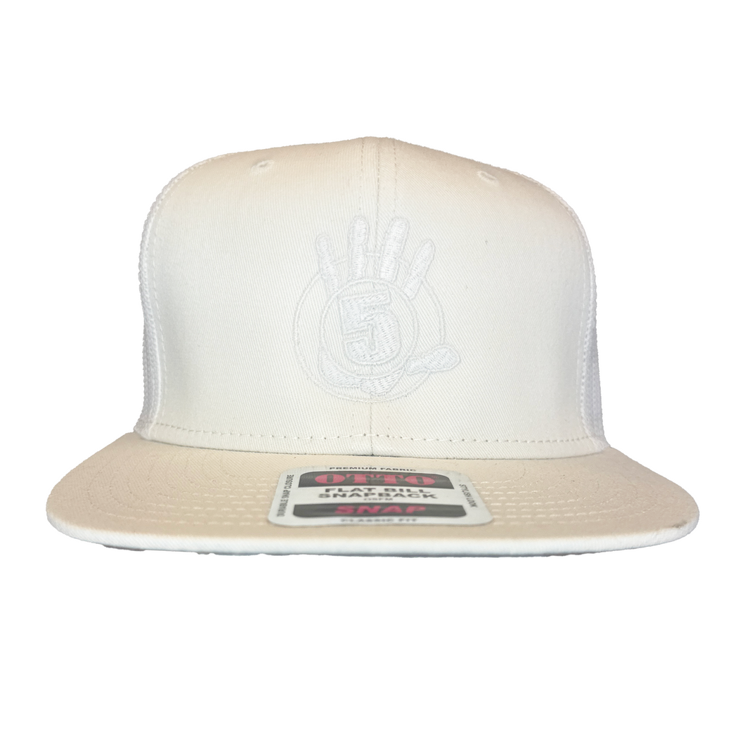White Flat Bill with White Logo