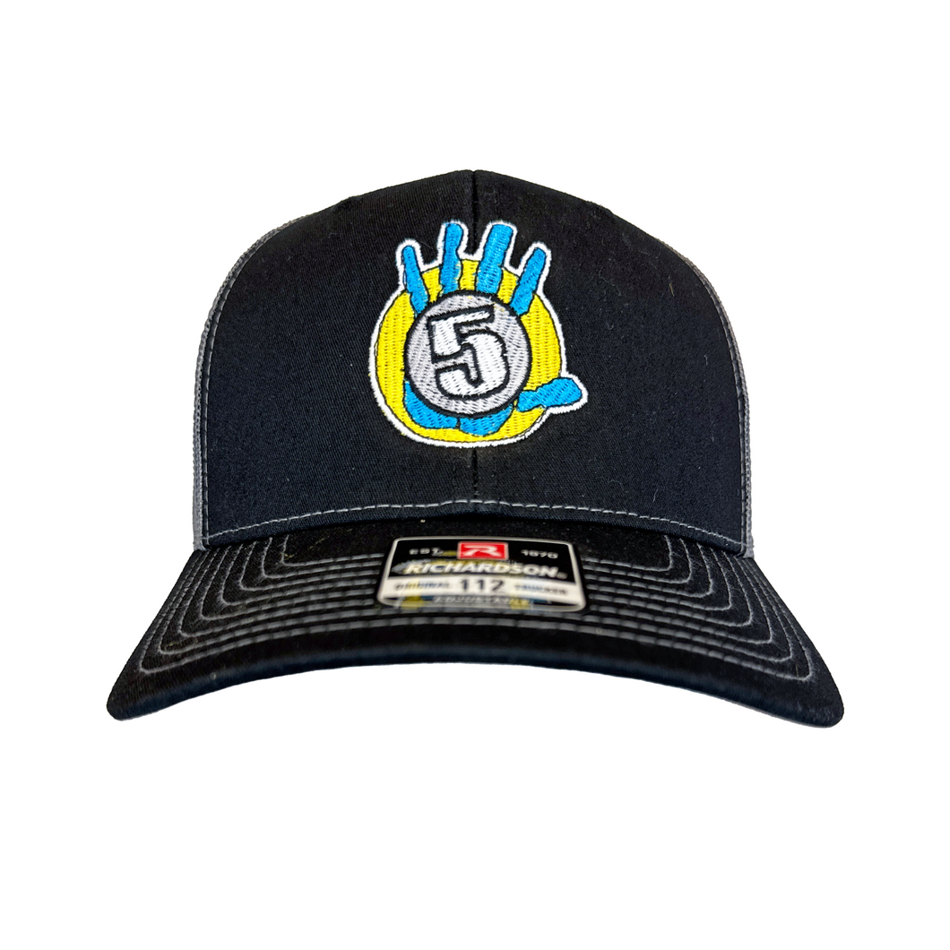Black Trucker Hat with Gray Mesh and OG Logo
