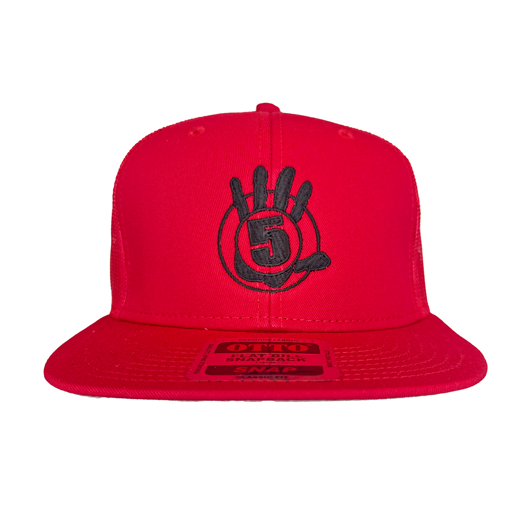 Red Flat Bill with Black Logo