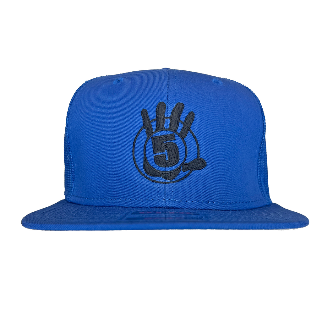 Blue Flat Bill with Black Logo