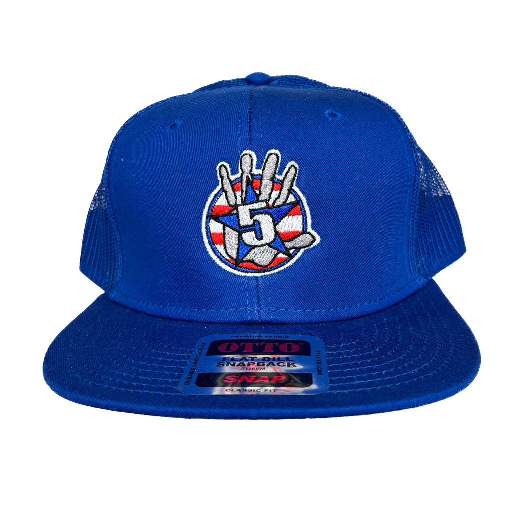 Blue Flat Bill with Stripes Logo