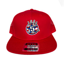 Load image into Gallery viewer, Red Flat Bill with Stripes Logo
