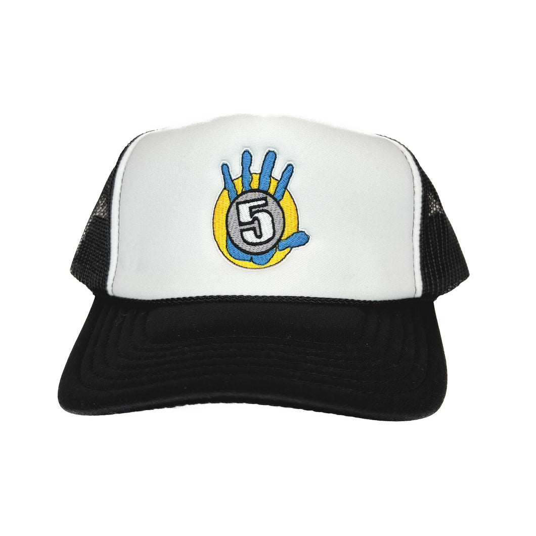 Black Bill White Front Foam Trucker with OG Logo