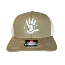 Load image into Gallery viewer, Tan Trucker Hat with White Logo
