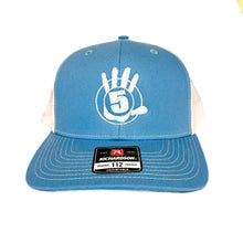 Load image into Gallery viewer, Light Blue Trucker Hat with White Logo
