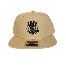 Load image into Gallery viewer, Tan Flat Bill Snapback with Black Logo
