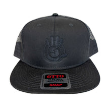 Load image into Gallery viewer, Black Flat Bill Black Outline with Black Logo
