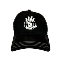 Load image into Gallery viewer, Black Curved Brim Trucker with White Logo
