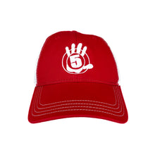 Load image into Gallery viewer, Red Curved Brim Trucker with White Logo
