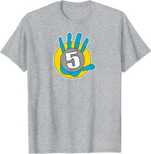 Load image into Gallery viewer, Gray t-shirt with High 5 Hand Logo on a white background

