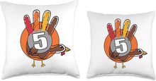 Load image into Gallery viewer, Two pillowcases with a turkey design and number 5 on a white background
