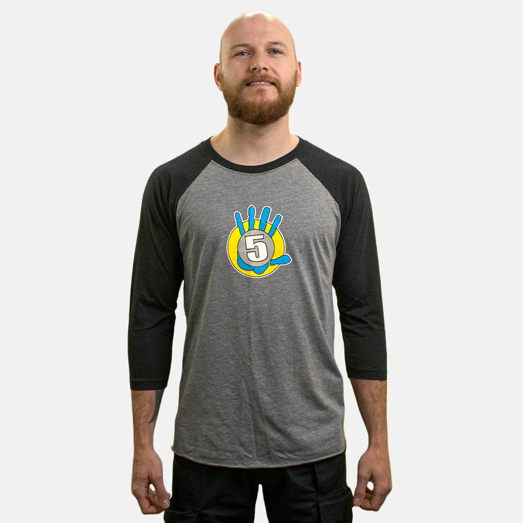 High 5 Baseball Tee - Gray Chest